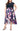Formal Dresses Plus Size Printed Silk Skirt Long Party Dress  Navy Multi