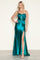 Prom Dresses Fitted Corset Long Formal Slit Prom Dress Emerald