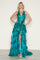 Prom Dresses Long A Line Slit Tiered Layered Formal Prom Dress Teal
