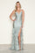 Prom Dresses Fitted Long Formal Tiered Slit Prom Beaded Dress Silver