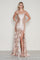 Prom Dresses Long Beaded Formal Tiered Slit Prom Dress Champagne