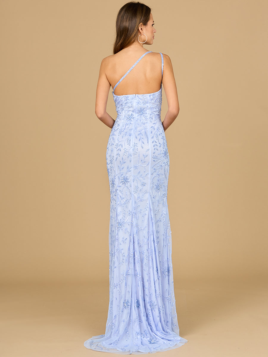 Prom Dresses Formal Long Beaded Floral Prom  Periwinkle