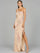 Prom Dresses Fitted Long Formal Beaded Fringed Slit Prom Dress Nude/Multi