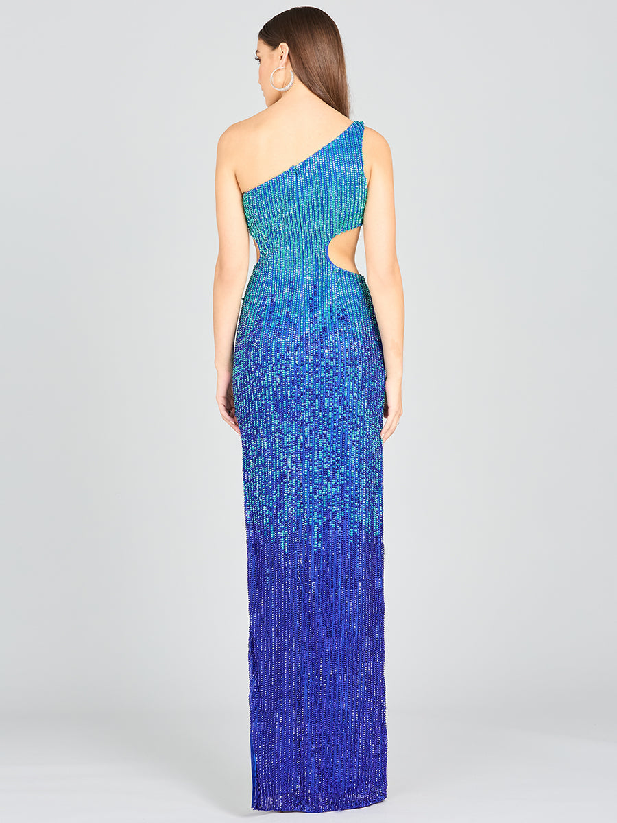 Prom Dresses Long Prom Beaded Sequin Slit Formal Evening Dress Sapphire