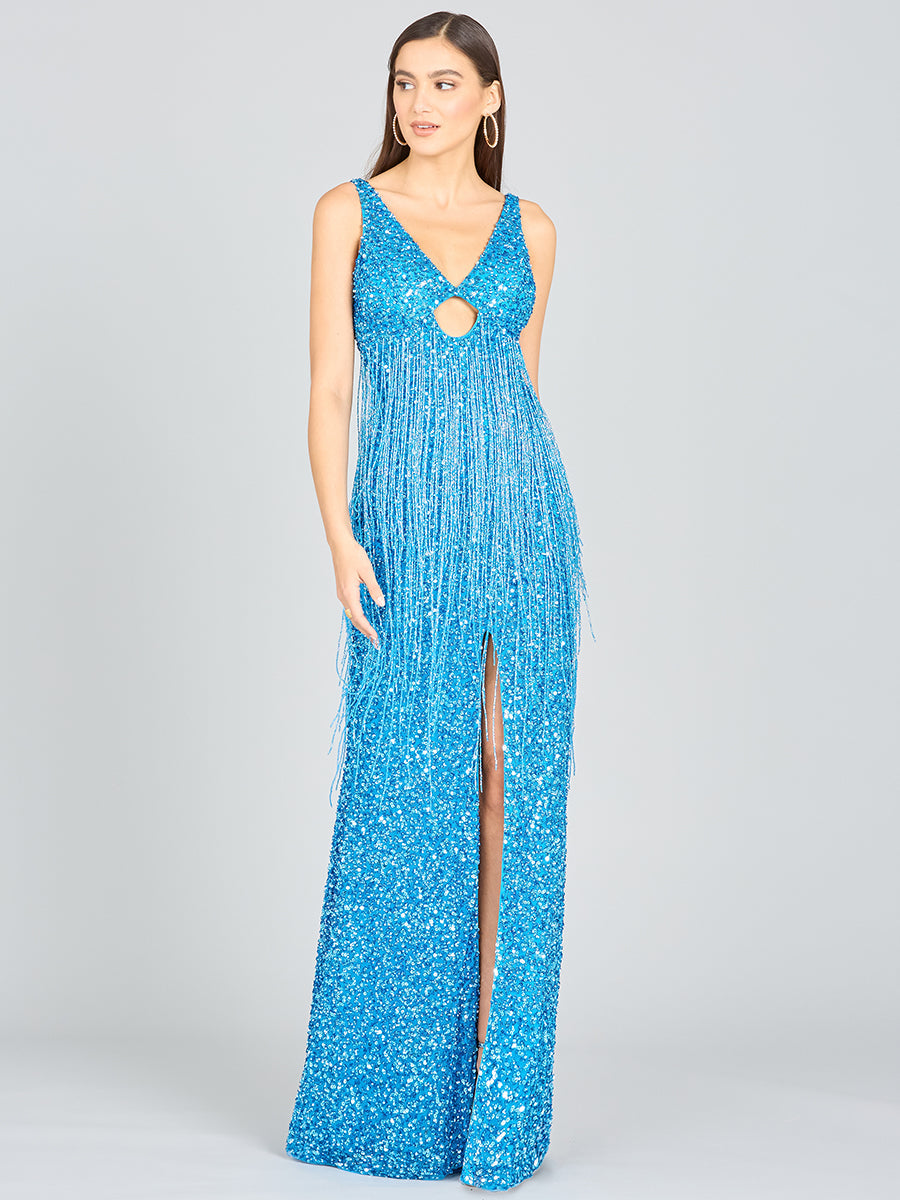 Formal Dresses Long Formal Sequin Slit Evening Dress Ocean
