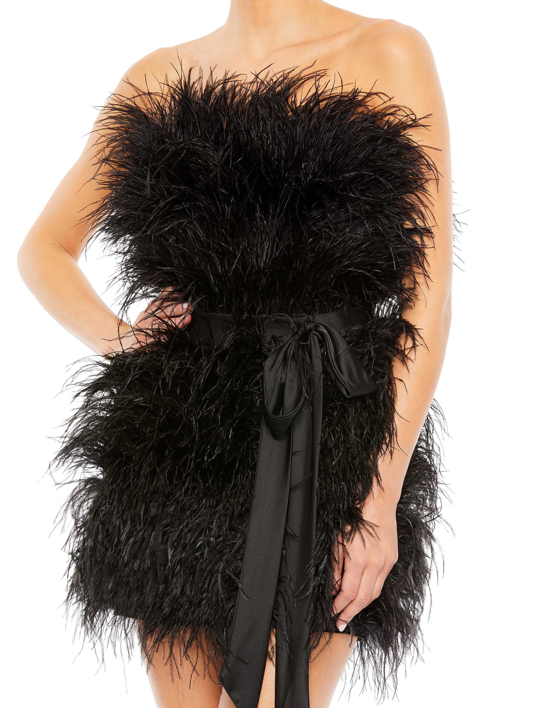 Cocktail Dresses Short Feather Cocktail Mini Dress Black
