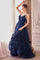 Prom Dresses Long Floral A Line Formal Prom Dress Navy