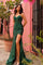 Prom Dresses Long Fitted High Slit Prom Sequins Dress Emerald