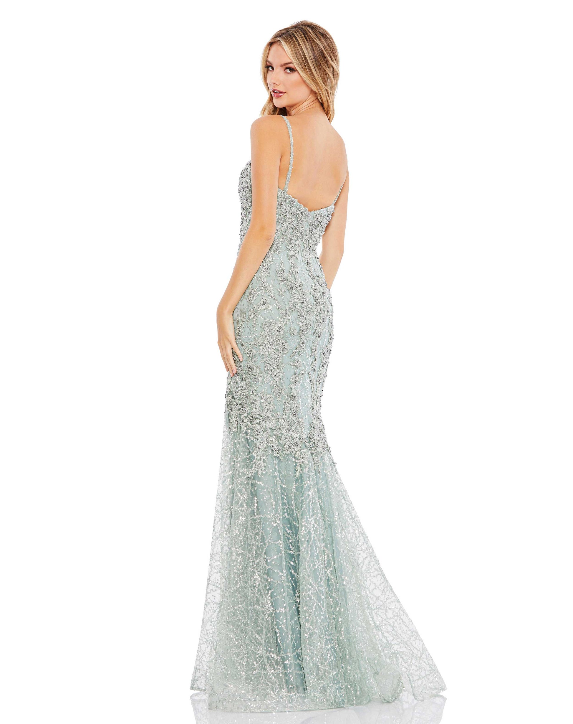 Prom Dresses Formal Prom Long Beaded Trumpet Gown Mint