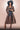 Cocktail Dresses Long Sleeve Collared Wrap Belt Tiger Print Midi Dress Dark Tiger