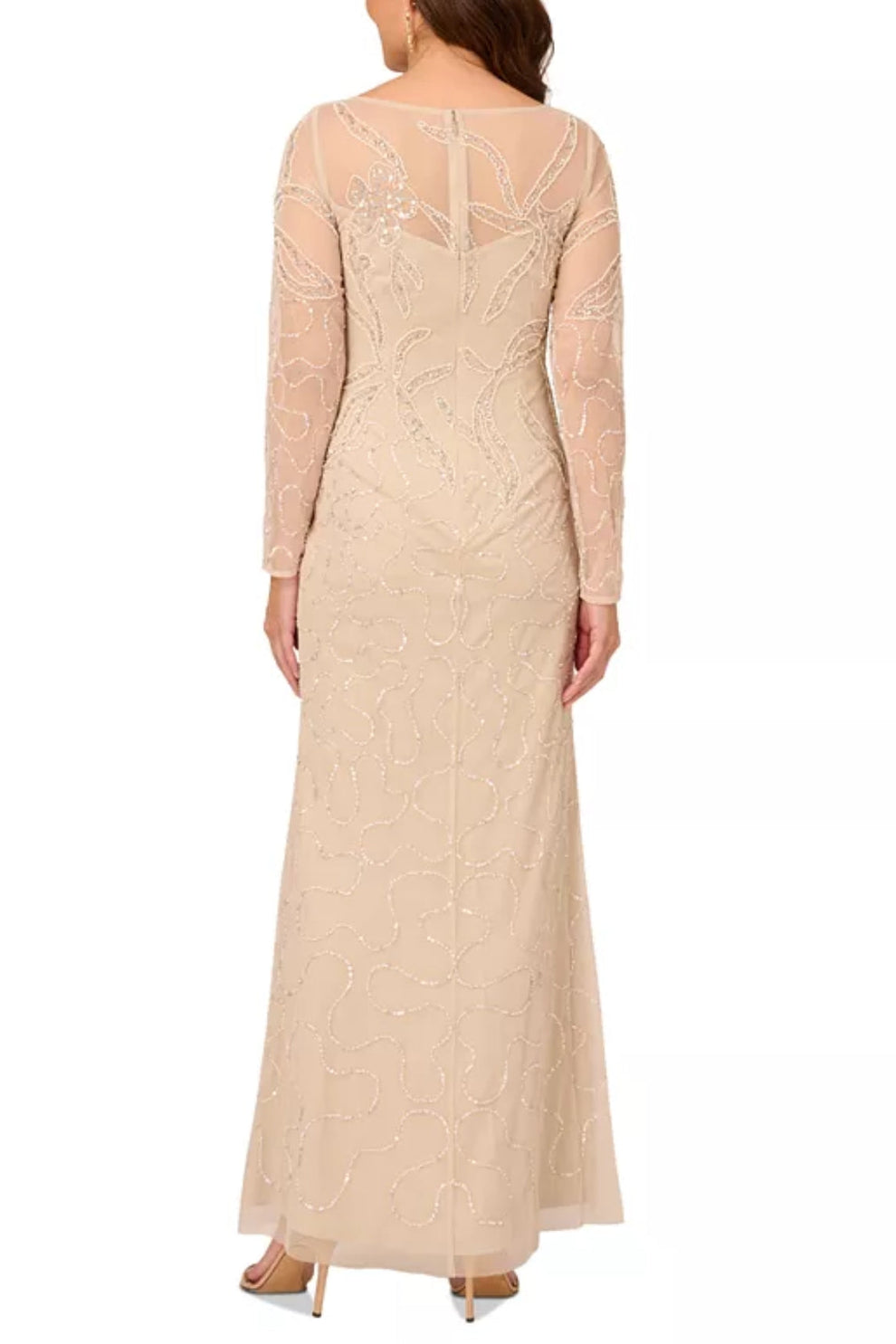 Formal Dresses Long Sleeve Beaded Formal Dress Biscotti