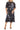 Plus Size Dresses Short Floral Print Plus Size Midi Dress Black Blue Multi