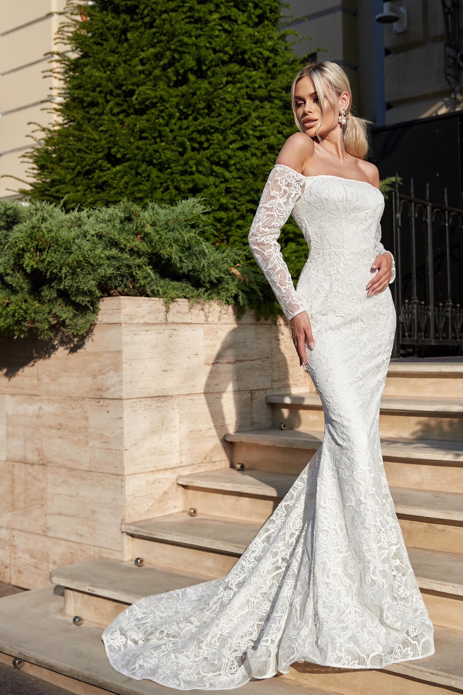 Wedding Dresses Long Lace Wedding Dress White/White