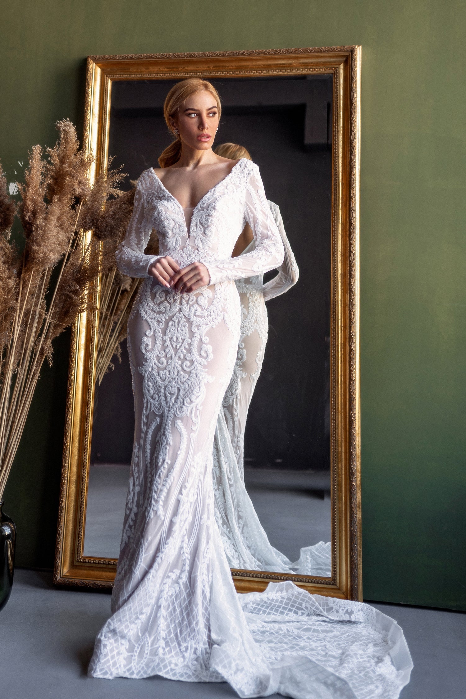 Wedding Dresses Long Mermaid Wedding Dress White/Nude