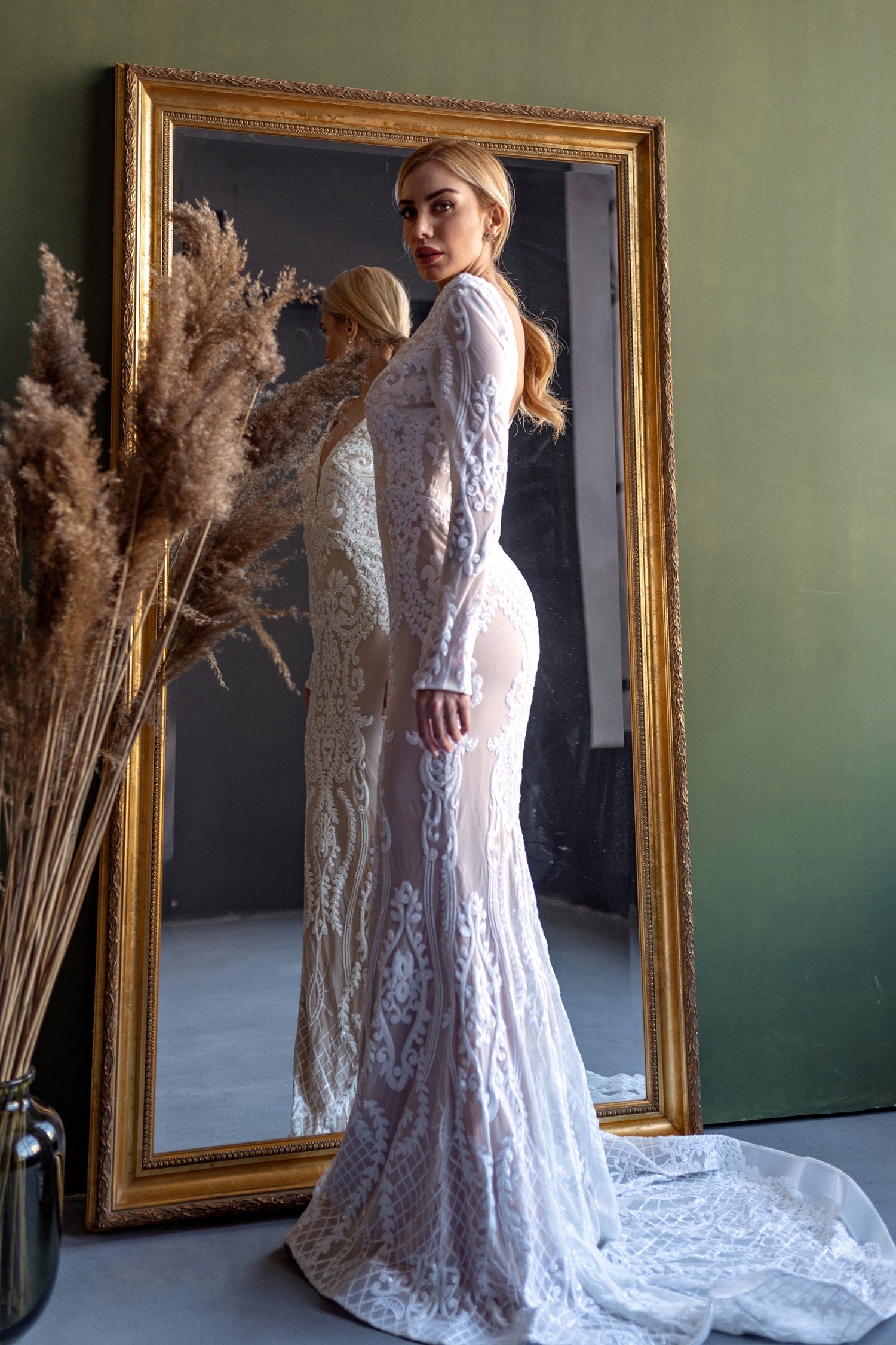 Wedding Dresses Long Mermaid Wedding Dress White/Nude