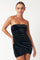 Cocktail Dresses Short Strapless Stretch Velvet Wrapped Dress Black