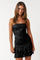 Cocktail Dresses Short Strapless Lace Ruffle Dress Black