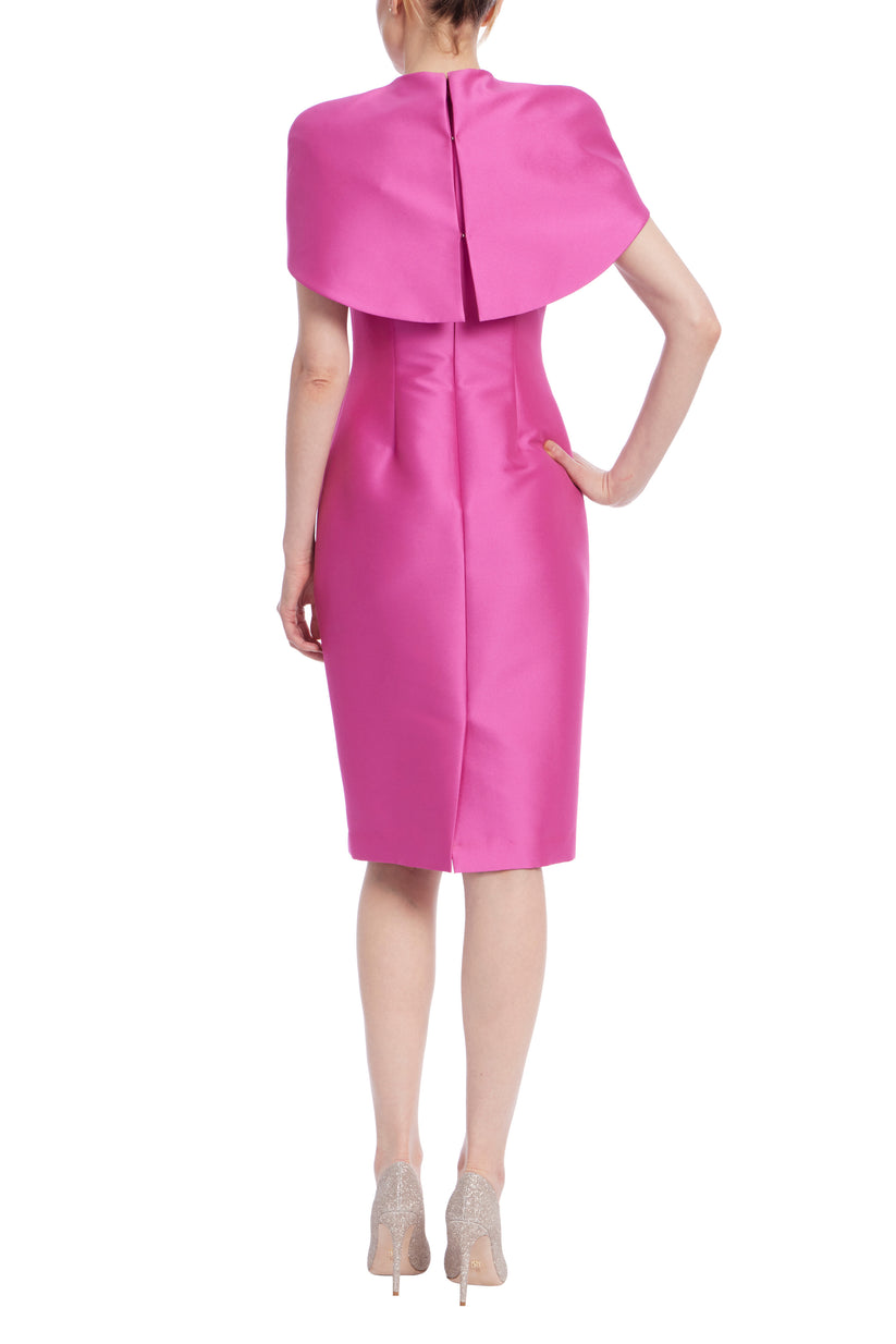 Cocktail Dresses Fitted Short Cape Cocktail Dress Pink