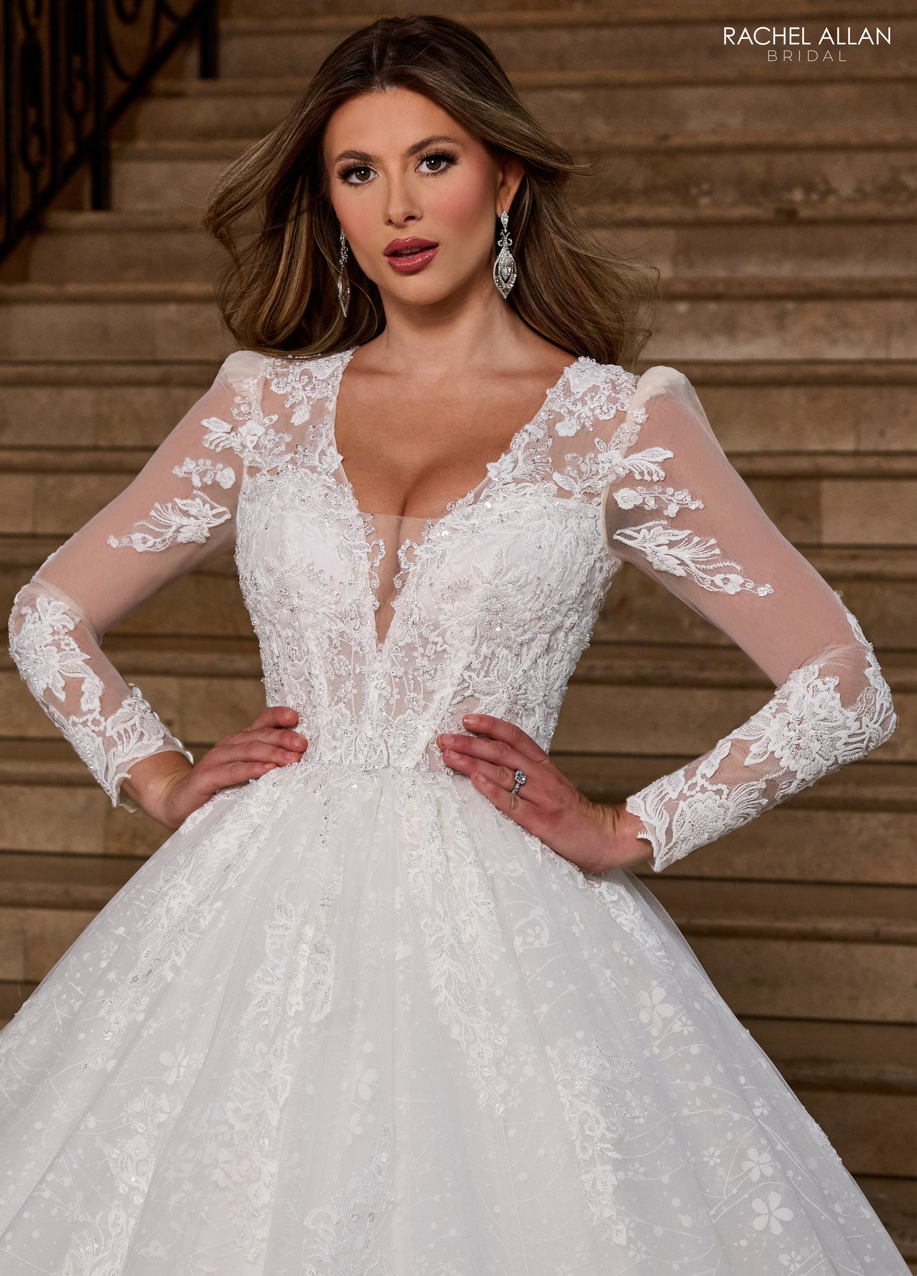 Wedding Dresses Long Glitter Beaded Lace Wedding Dress White