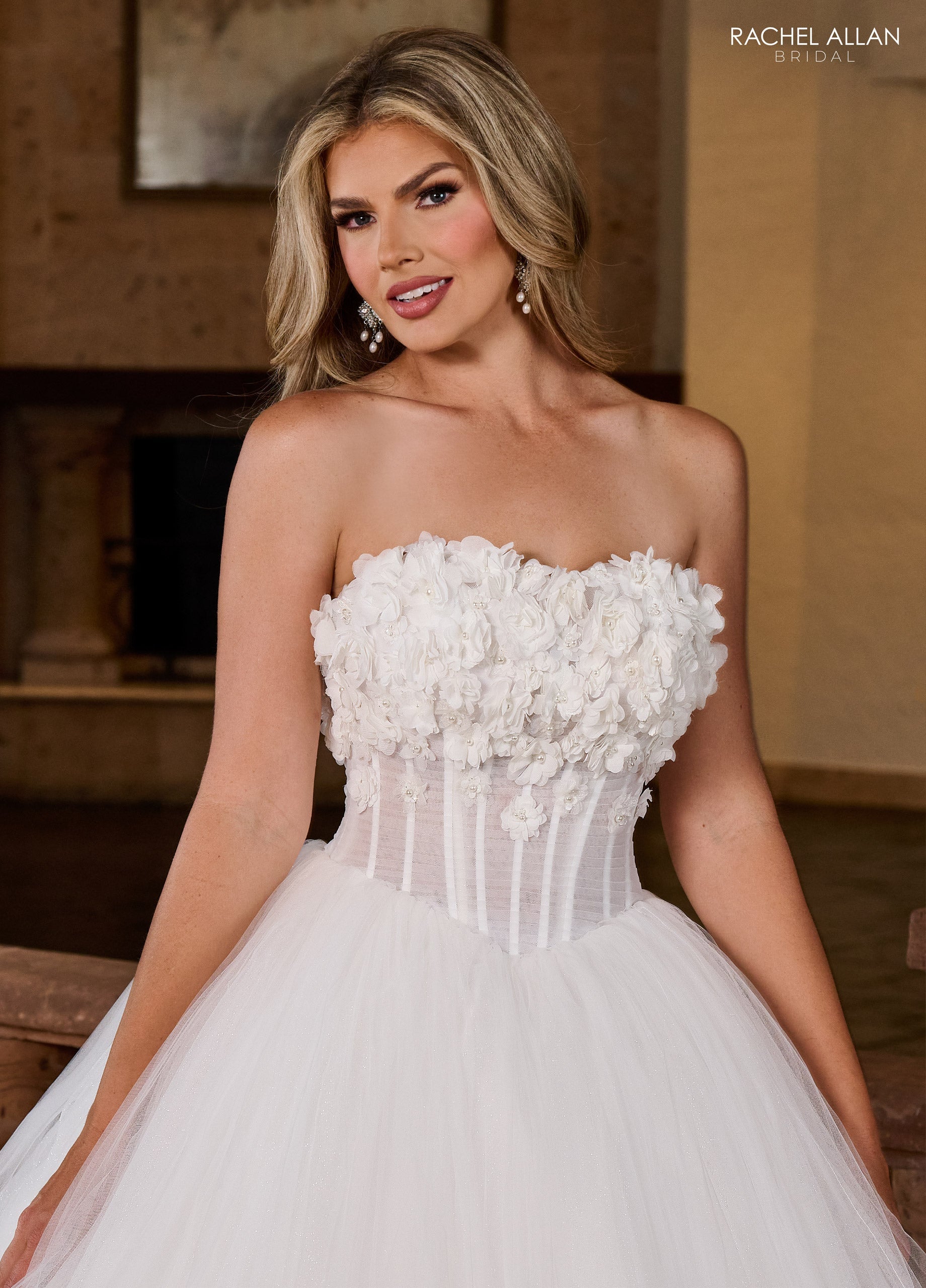 Wedding Dresses Long Glitter Pleated Wedding Dress Ivory