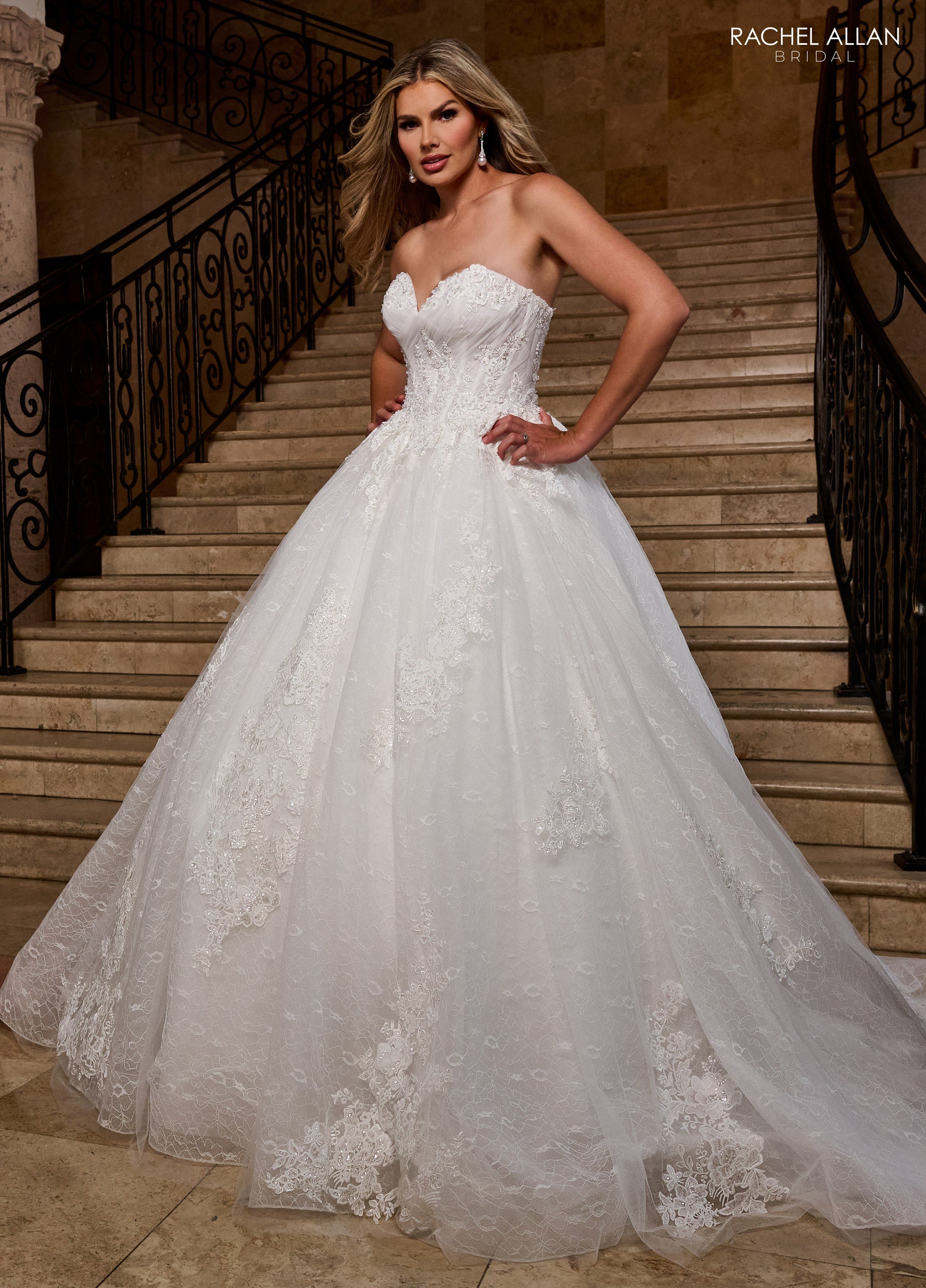Wedding Dresses Long Floral Beaded Wedding Dress White