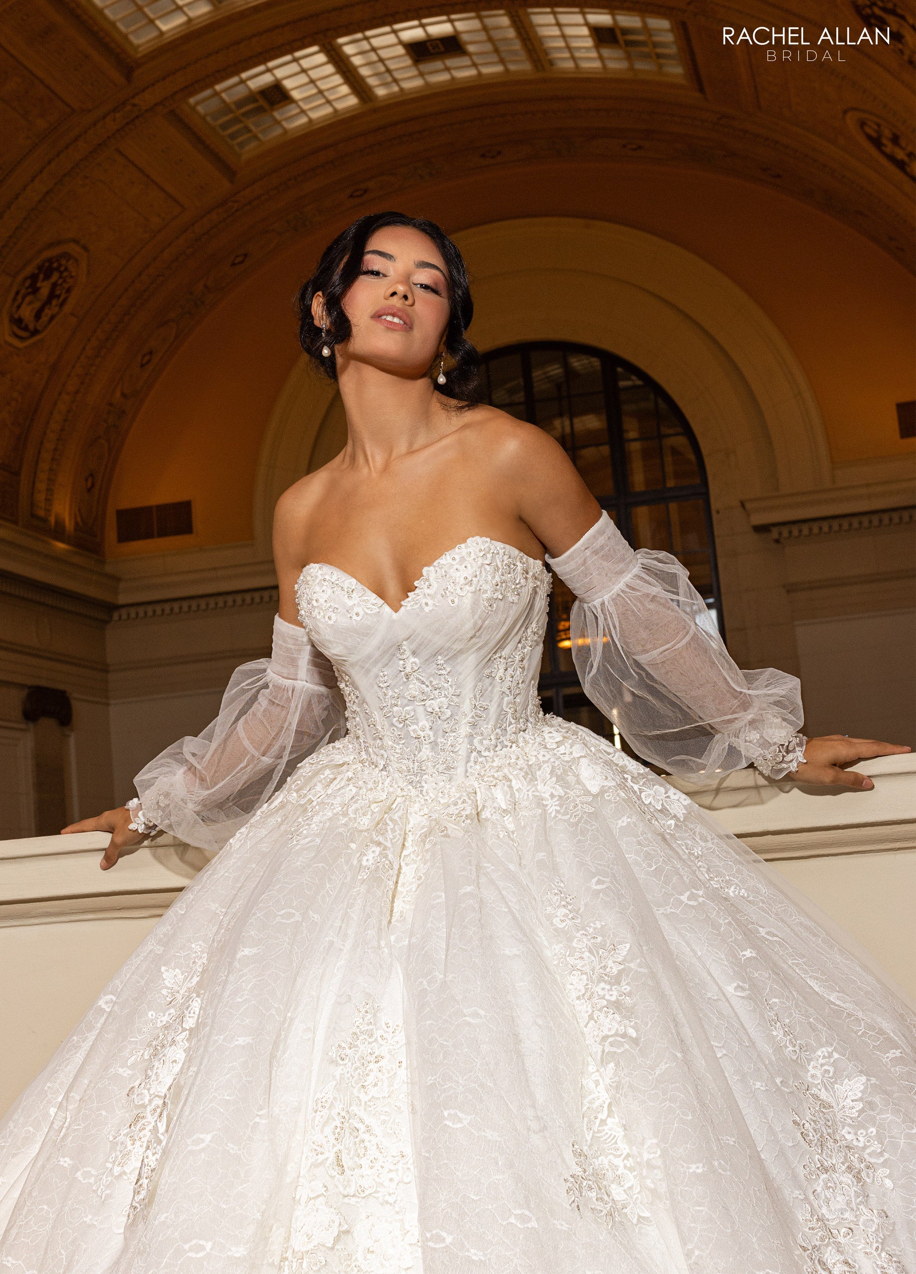 Wedding Dresses Long Floral Beaded Wedding Dress Ivory