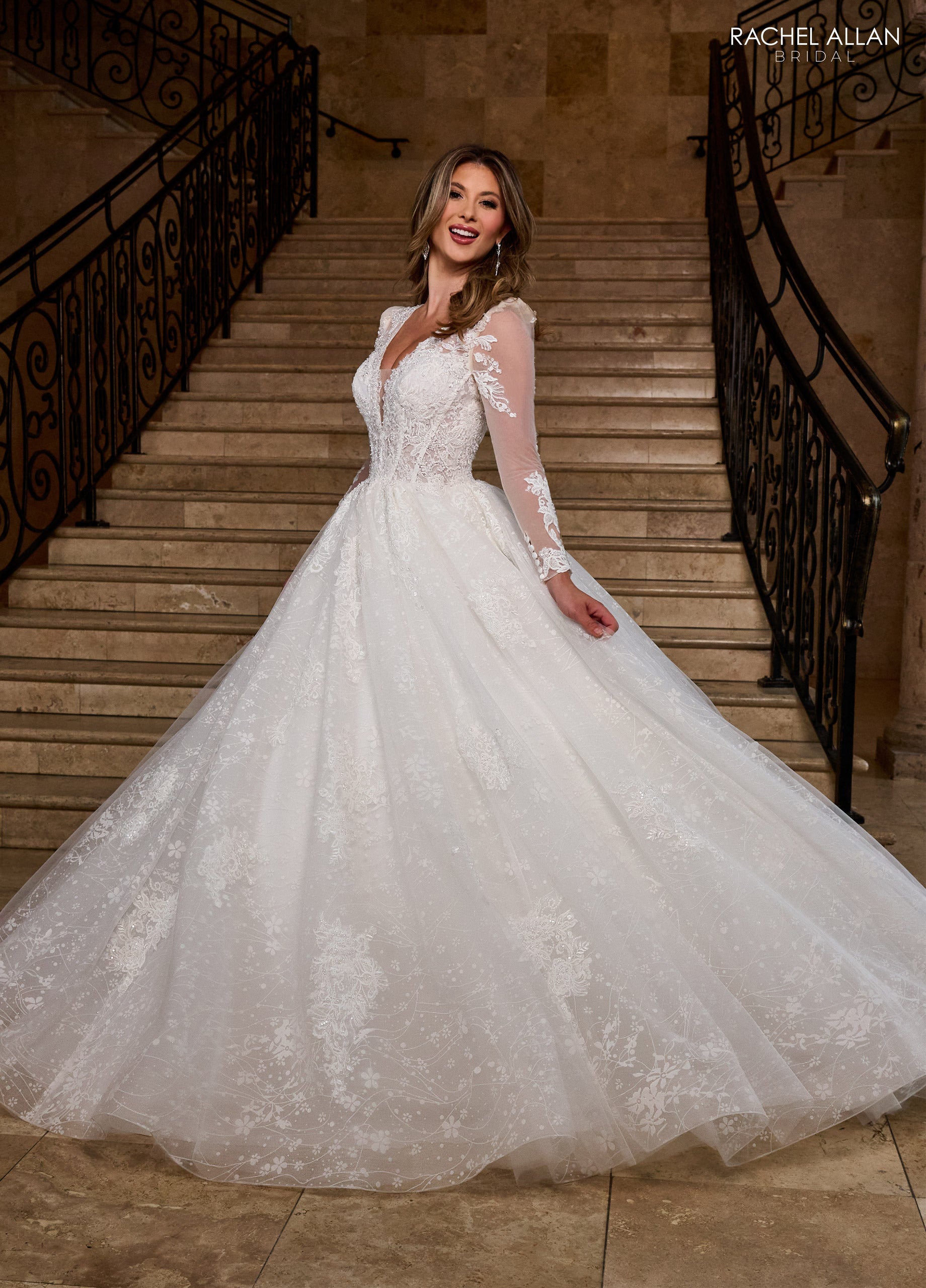 Wedding Dresses Long Glitter Beaded Lace Wedding Dress White