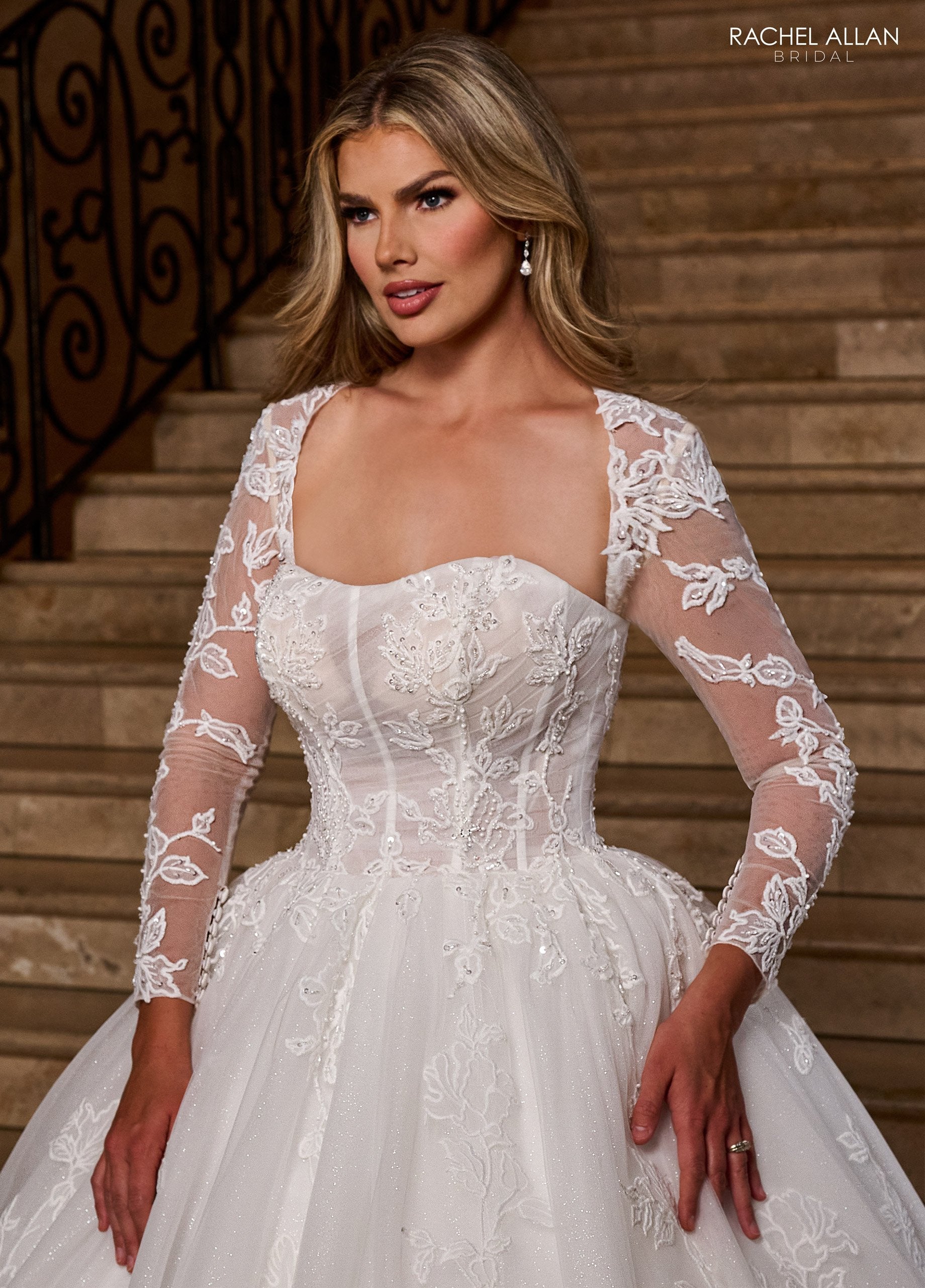 Wedding Dresses Long Bridal Gown Beaded Lace Wedding Dress Ivory Nude