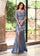 Formal Dresses Beaded Applique Long High Slit Formal Dress Slate
