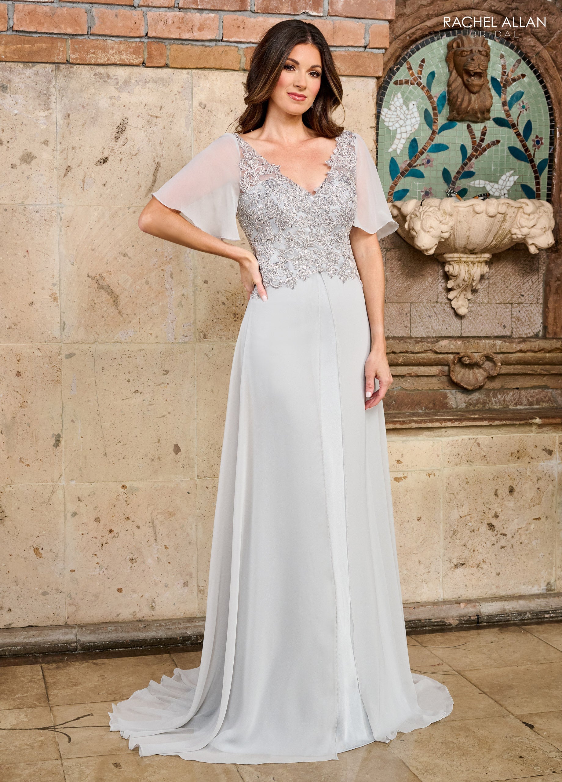 Mother of the Bride Dresses Long Beaded Lace Mother of the Bride Dress Platinum Rose