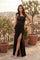 Sculpted Shoulder Formal Evening Dress – Navy