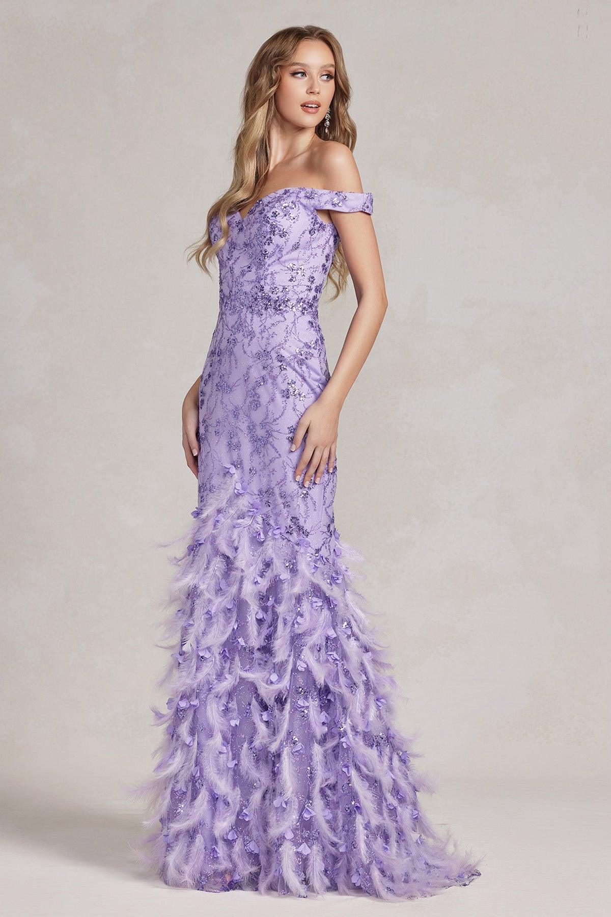 Nox Anabel C1106 Long Off Shoulder Fitted Prom Gown