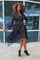 Cocktail Dresses 3/4 Sleeve Double Breasted Mock Pockets Lace Short Blazer Dress Black
