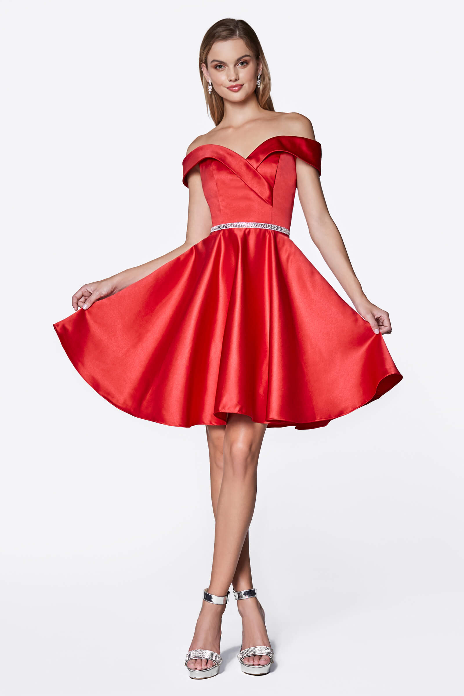 LaDivine CD0140 Short Off the Shoulder Graduation Dress