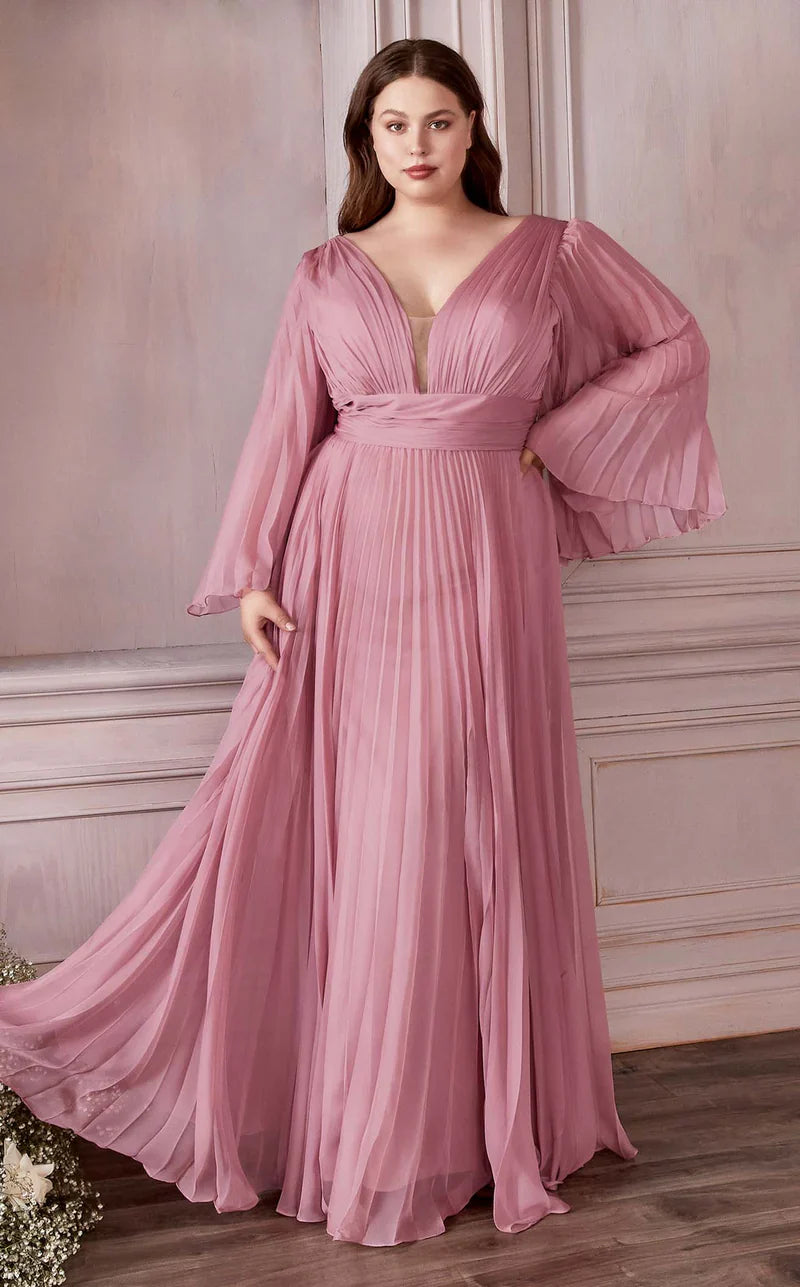 LaDivine CD242C Plus Size Long Formal A Line Dress