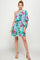 Cocktail Dresses Short One Shoulder Tropical Print Dress Seafoam/Fuchsia