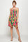 Cocktail Dresses Short Halter Neck Tropical Print Dress Fuchsia/Green
