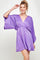 Cocktail Dresses Short V Neck Pleated Satin Dress Purple