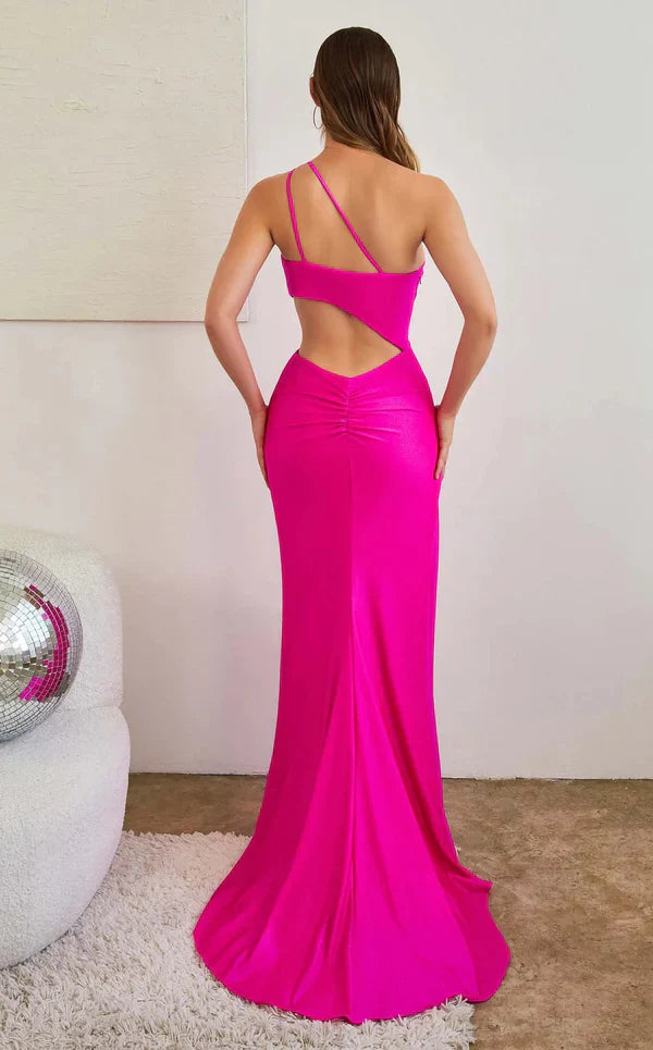 LaDivine CD887 Long One Shoulder Fitted Prom Dress