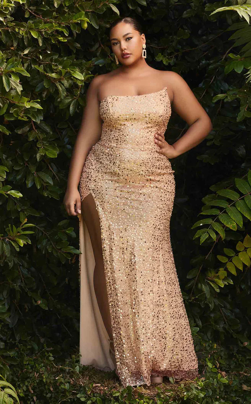LaDivine CH165C Plus Size Strapless Sexy Long Prom Dress