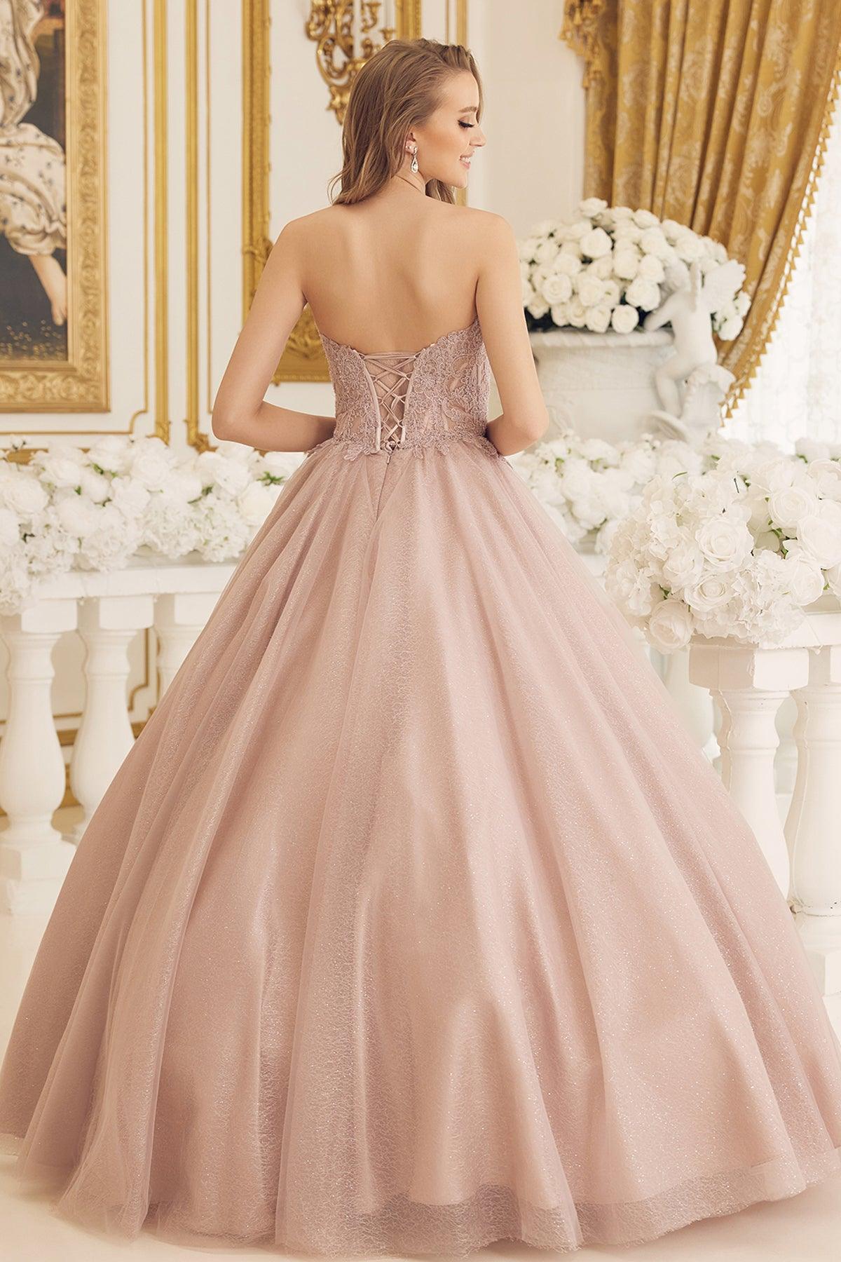 Nox Anabel CU1102 Sweet 16 Long Strapless Quinceanera Dress Mauve