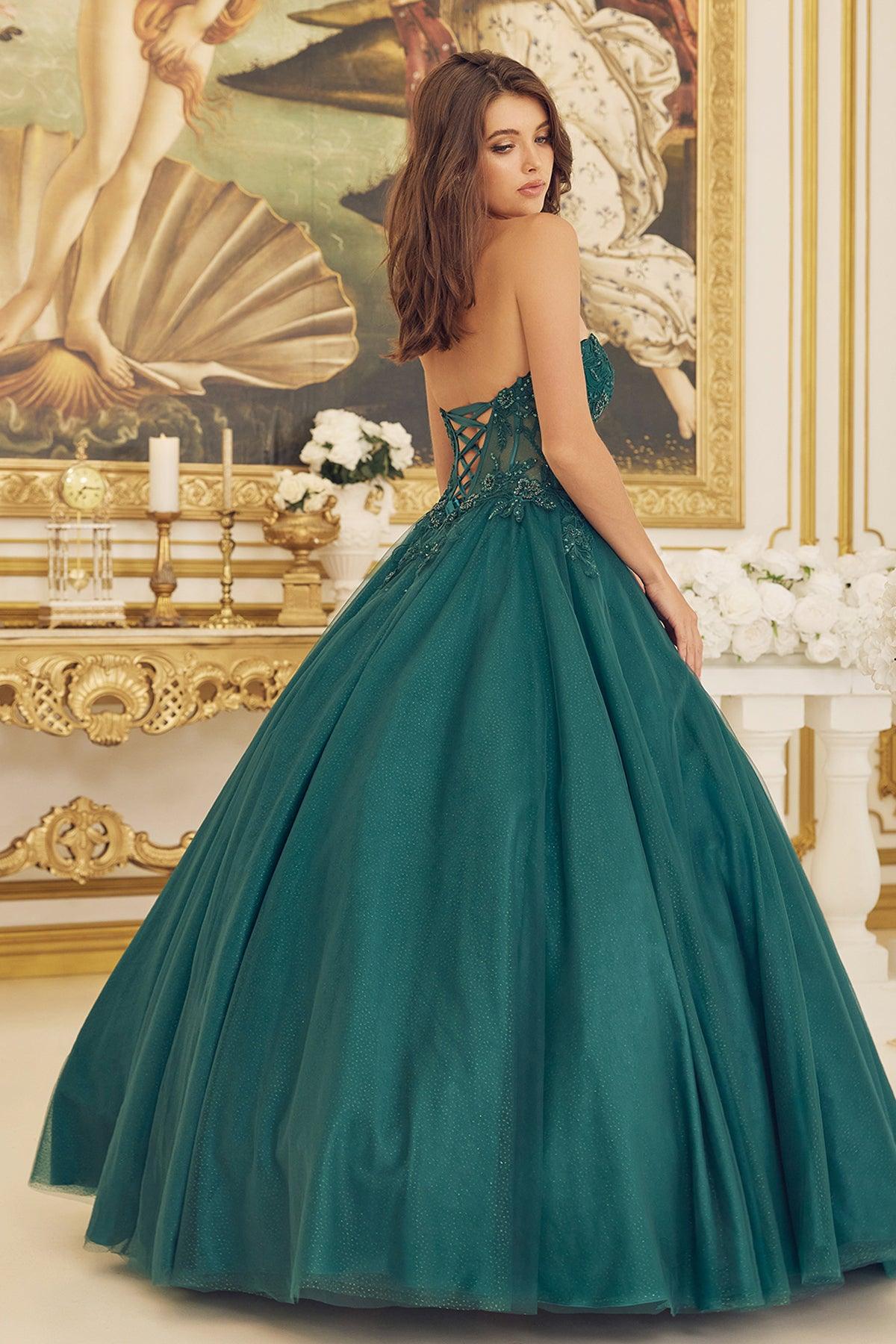 Nox Anabel CU1194 Long Strapless Quinceanera Dress  Ball Gown Emerald
