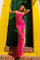 Prom Dresses Glittered Long High Slit Prom Dress Fuchsia