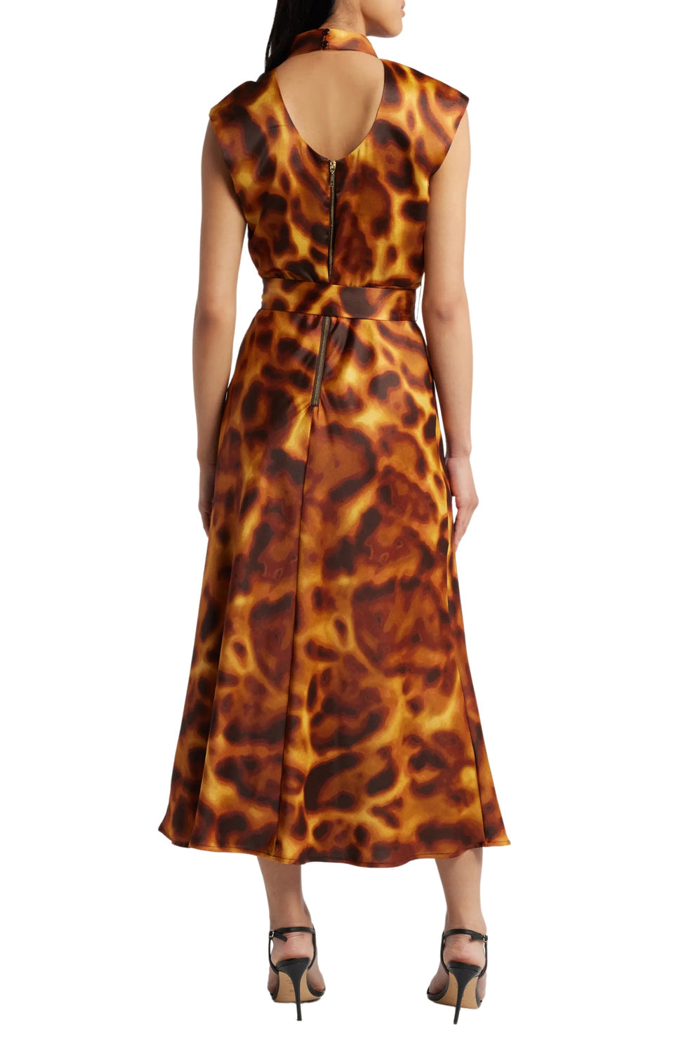 Cocktail Dresses Printed A Line Midi Cocktail Dress Tortoise