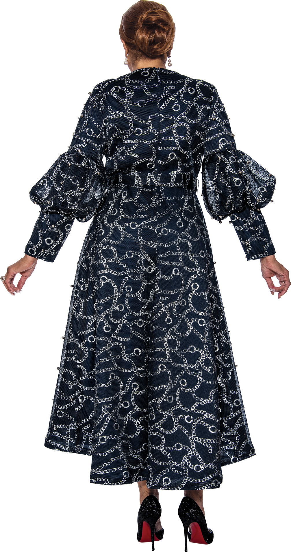 Cocktail Dresses High Long Long Sleeve Formal Dress Nav/Silver