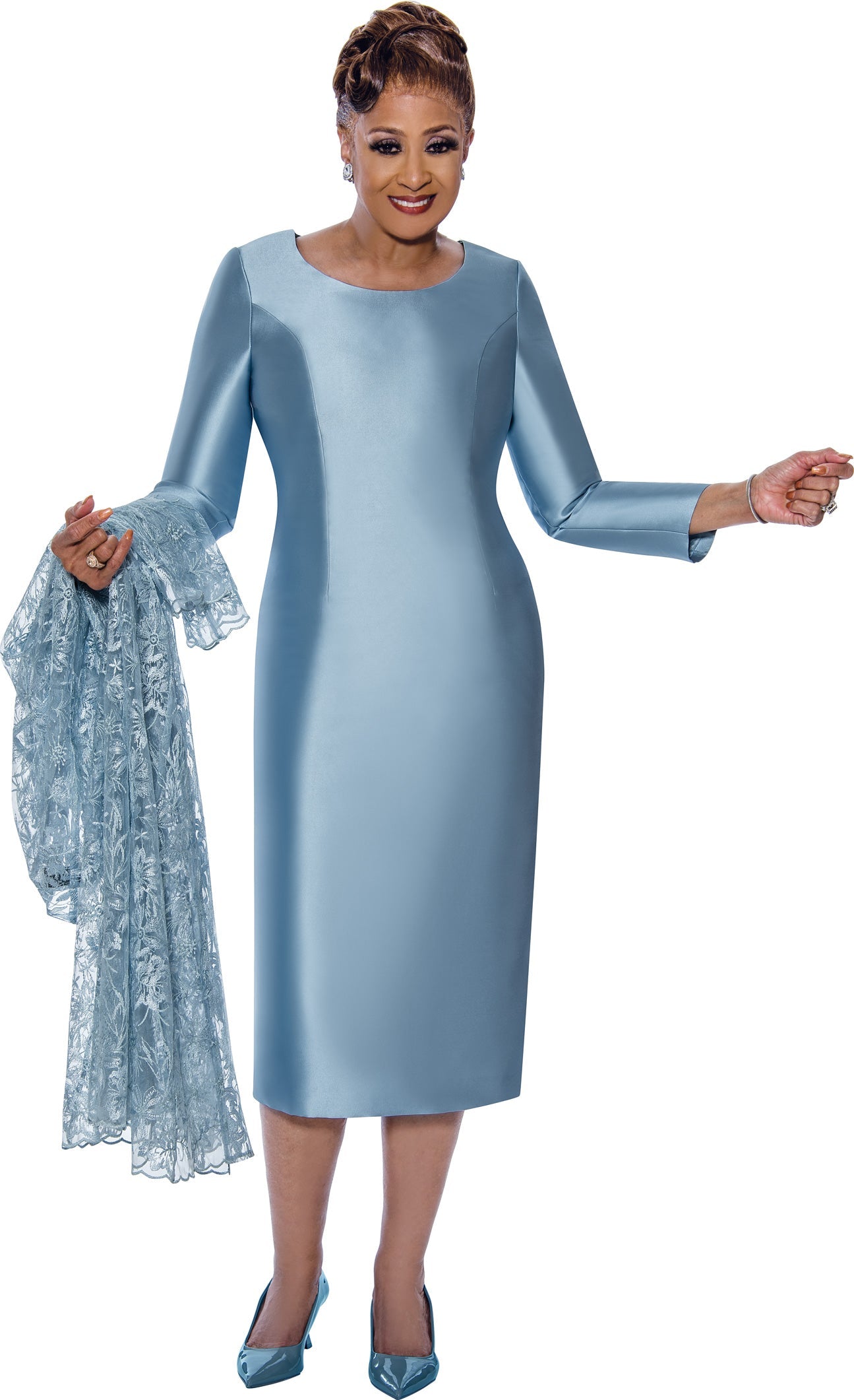 Plus Size Dresses Plus Size Mother of the Bride Long Sleeve Dress Blue