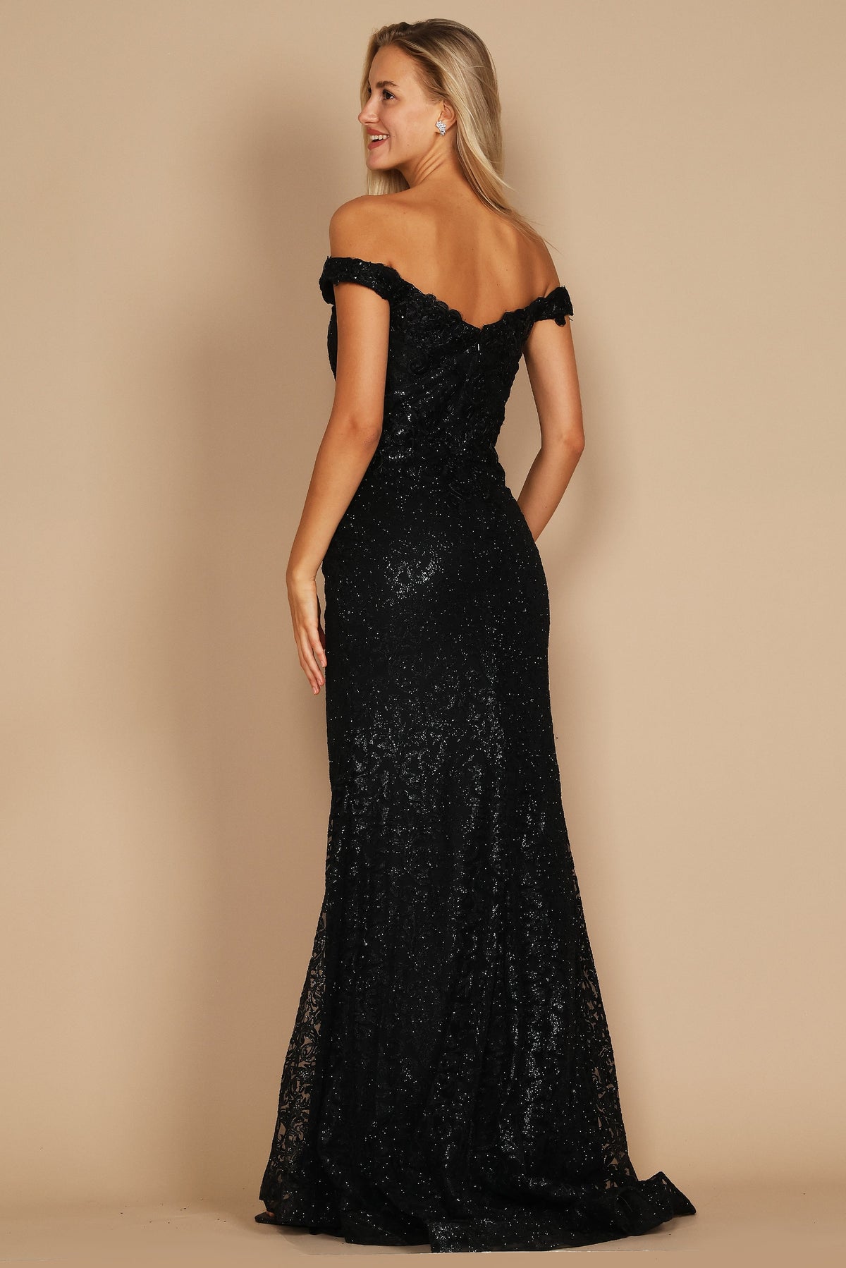 Off-the-Shoulder Formal Mermaid Fitted Evening Dress – Rose Gold