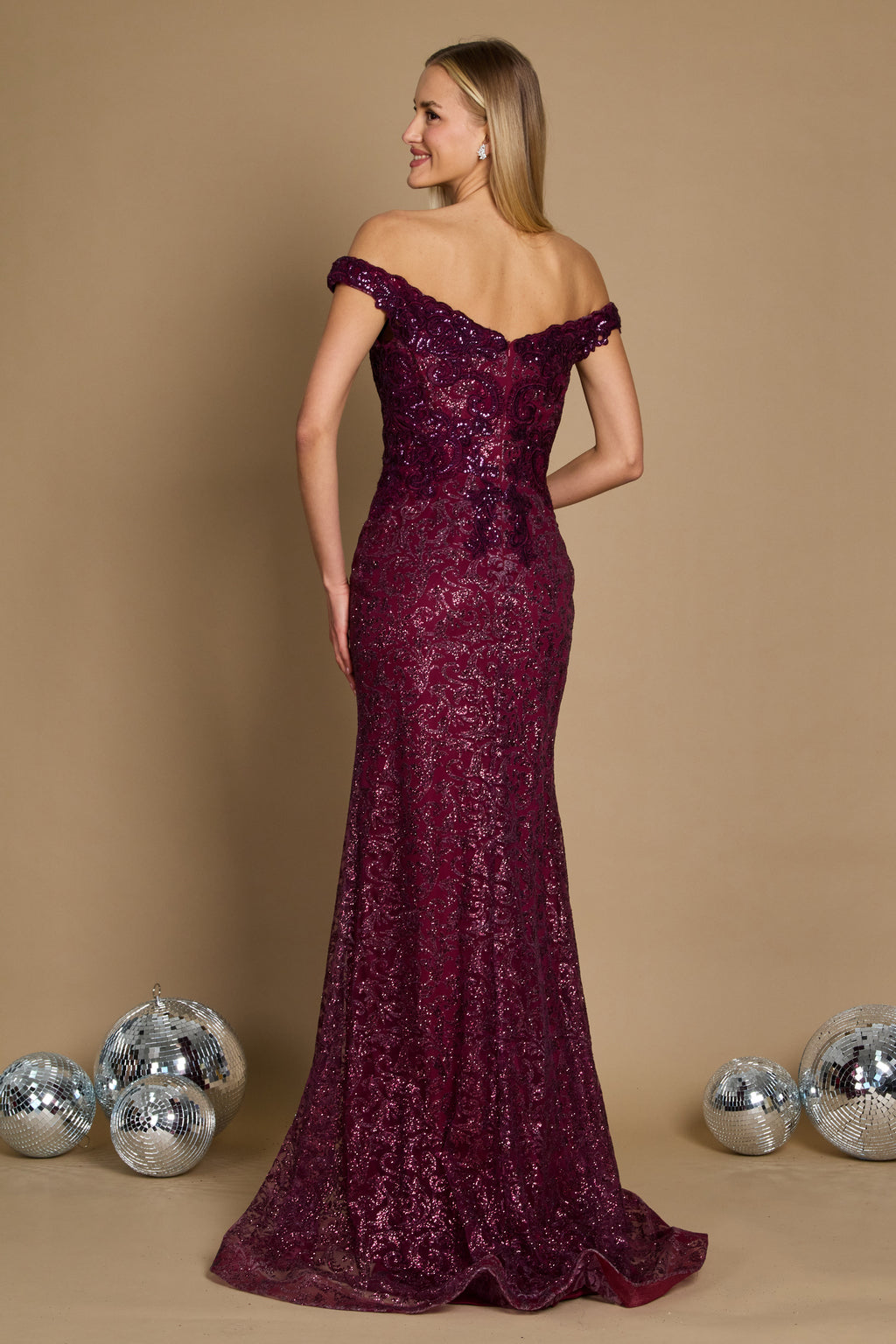 Off-the-Shoulder Formal Mermaid Fitted Evening Dress – Rose Gold