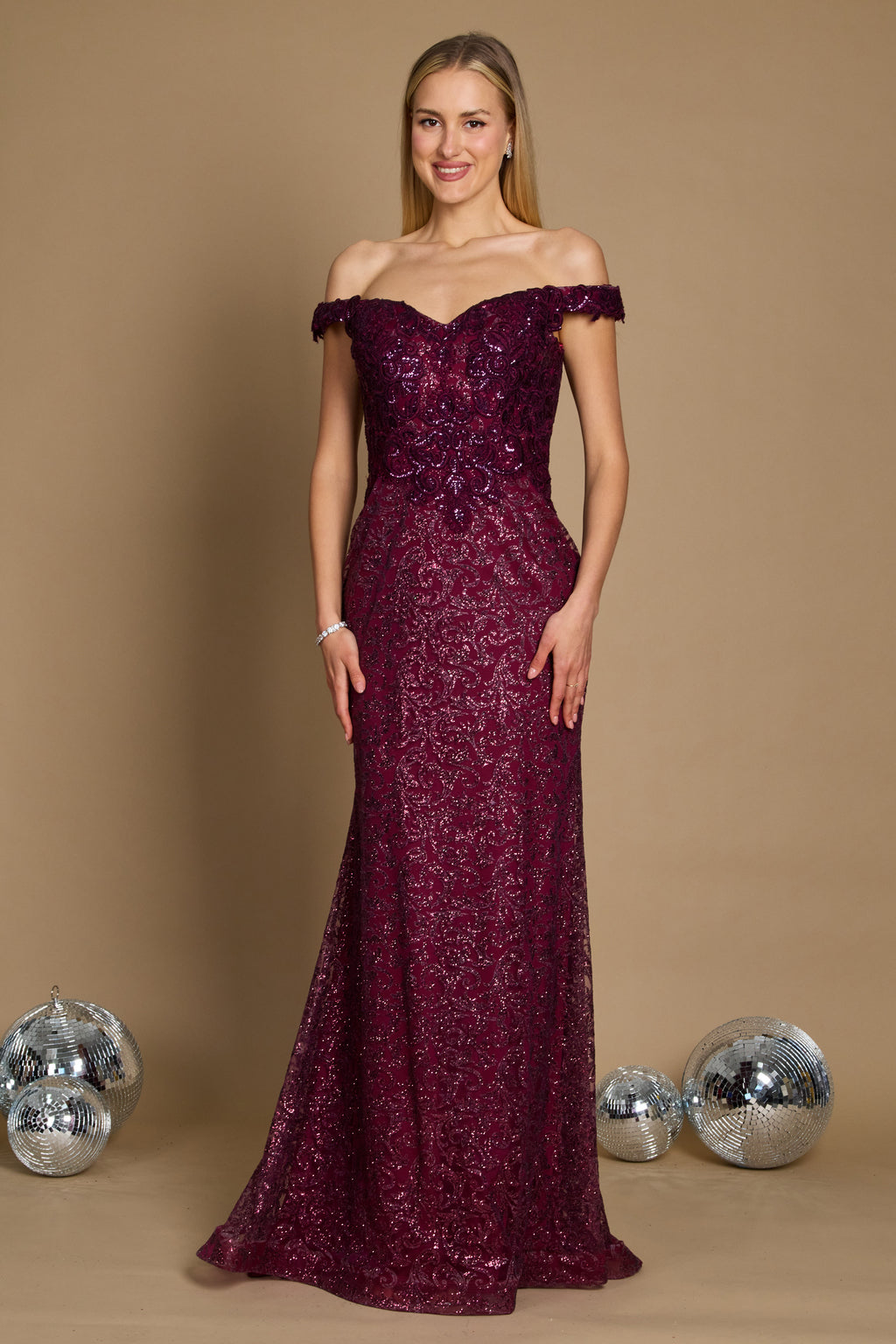 Off-the-Shoulder Formal Mermaid Fitted Evening Dress – Rose Gold