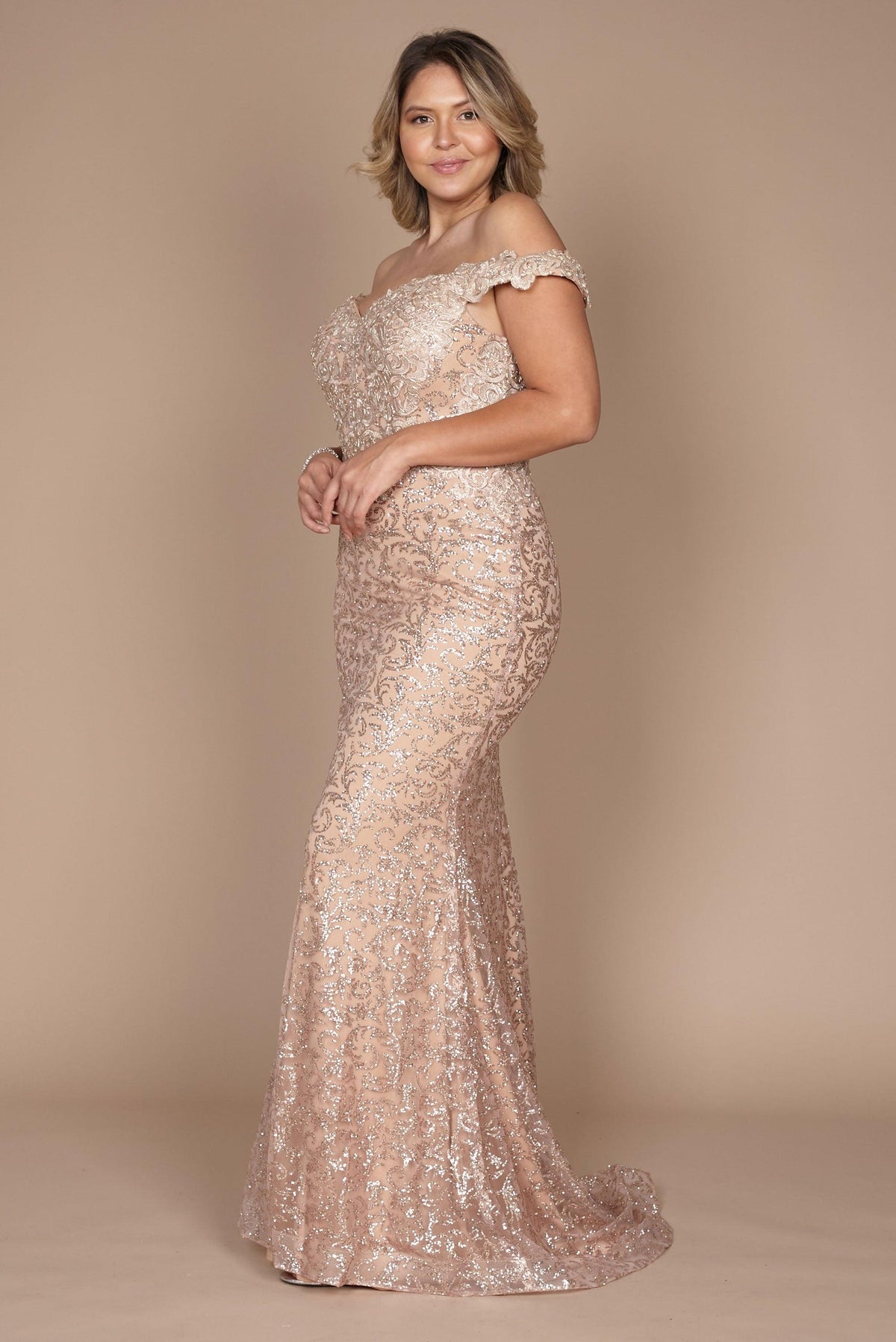 Off-the-Shoulder Formal Mermaid Fitted Evening Dress – Navy